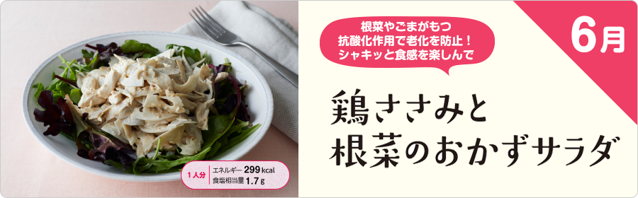 6月 鶏ささみと根菜のおかずサラダ
